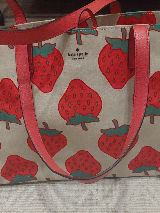 kate spade Handbags - kate spade Strawberry Print Tote in Red and Green on Cream